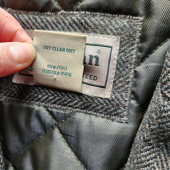 L.L.Bean Tweed Herringbone Wool Quilted-Thinsulated Sport Coat Brown Green - Picture 10 of 13